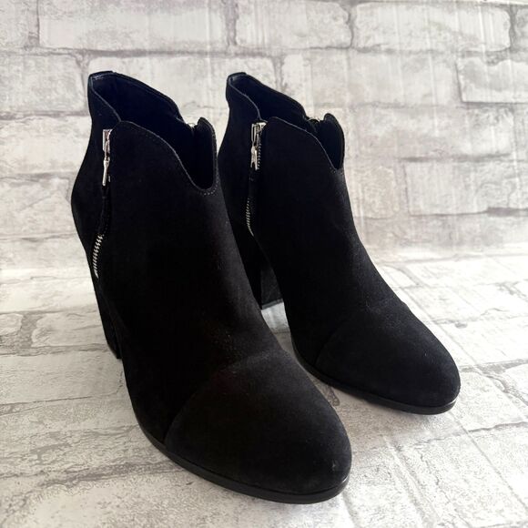 Rag & Bone Margot Black Suede Ankle Booties Heels Side Zip 3.5" Sz 41 (10.5) - Picture 2 of 10